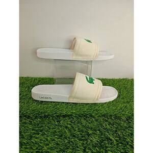 Size 14 Men's Lacoste Fraisier Croc Slides Flip Flop Slip on Mule White